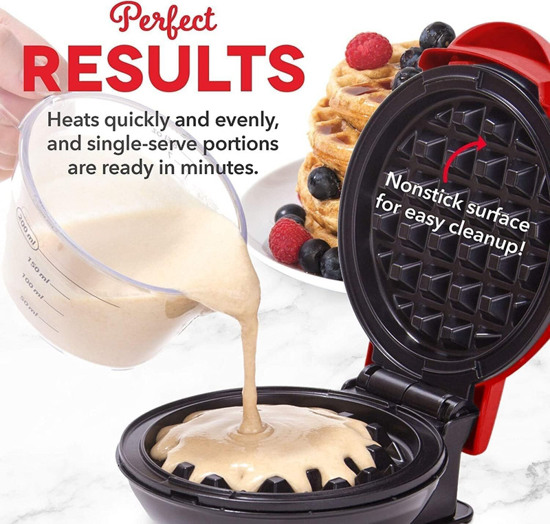 OASIS Portable Electric Non-Stick Waffle Iron , Round Waffle Maker Grill Machine Waffle Maker