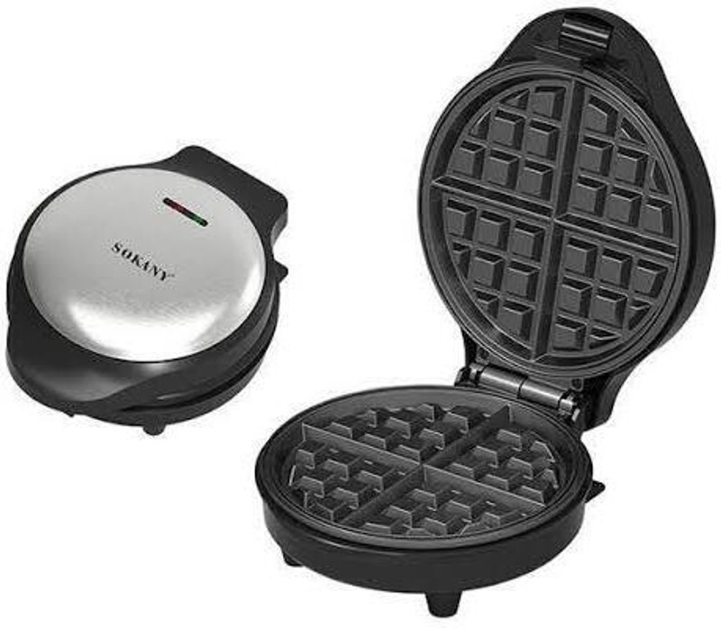 SOKANY Round shape Waffle Maker, 750 Watt, Silver - SK-BBQ-831 Waffle Maker
