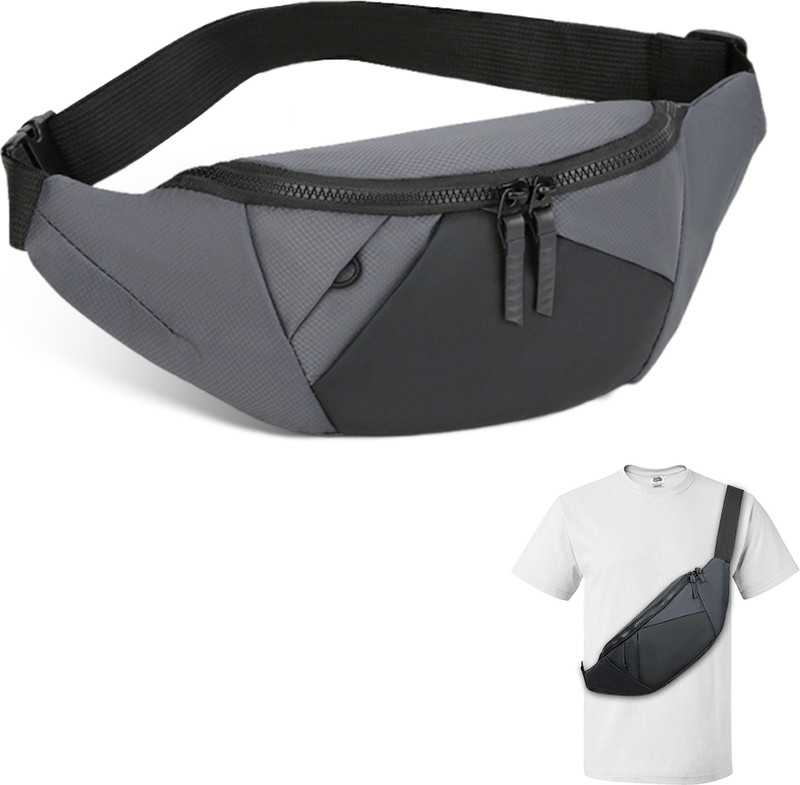 gustave Waterproof Waist Bag for Men Compact Crossbody Sling Bag with Adjustable Strap Waist Bag(Grey)