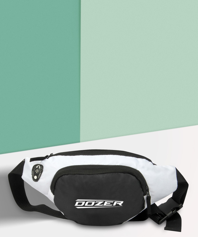 DOZER Waist Bag for Women and Men/Fanny Pack with 3-Zipper Pockets Waist Bag(Black, White)