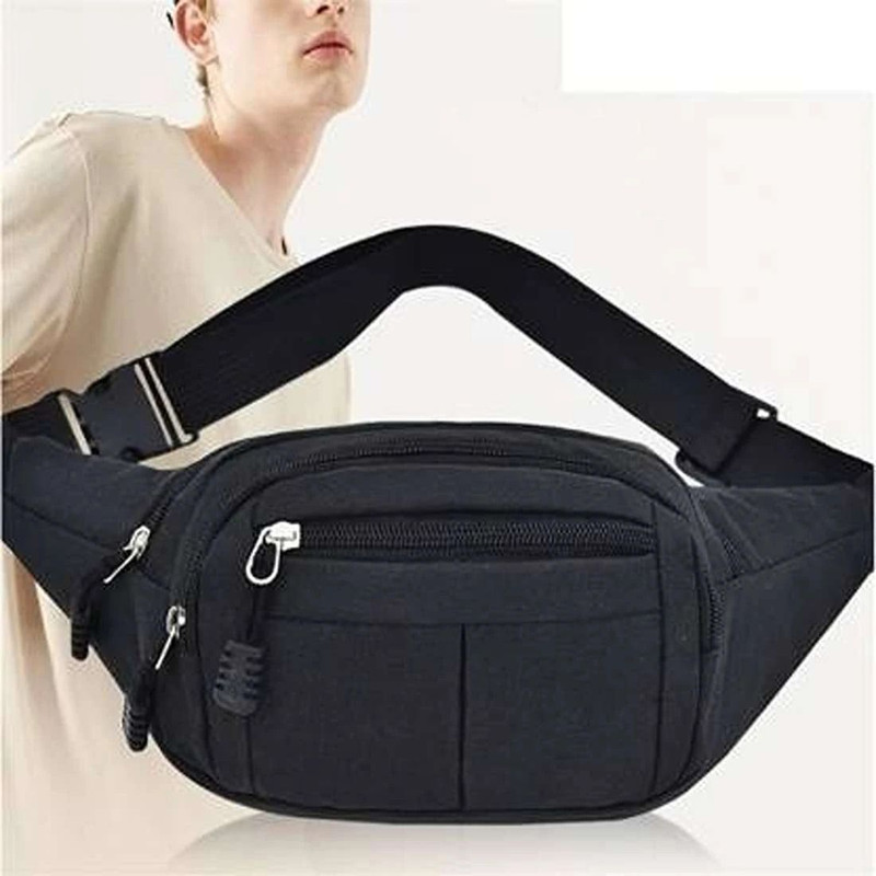 TNJ Men's Black Waist Bag || Men's Casual Waist Bag || Stylo Men's Waist Bags Casual(Black)