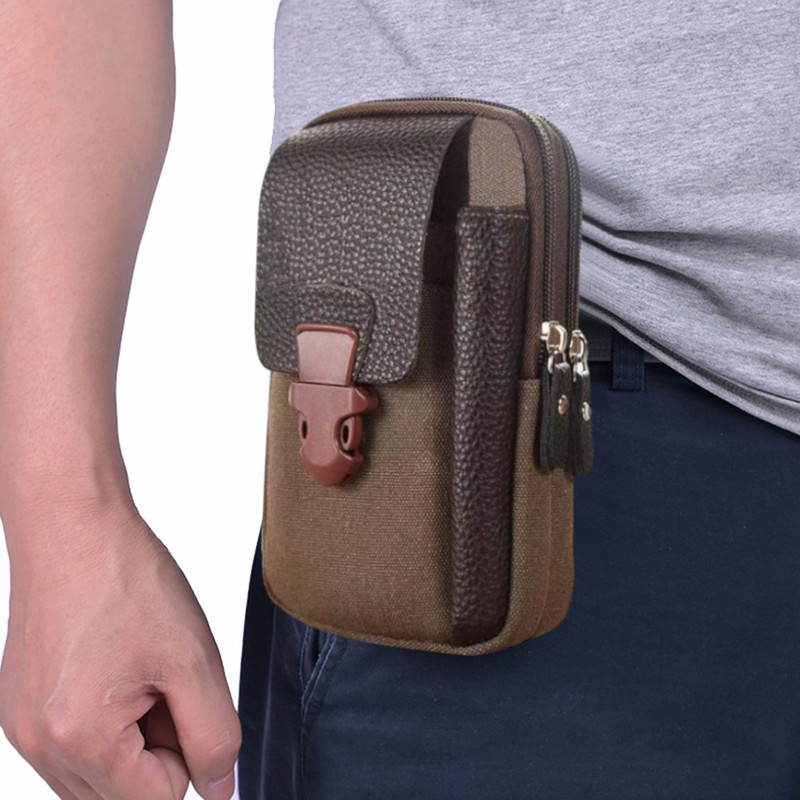 GOTEO Waist Pouch Belt Bag Mobile Phone Passport Holder Travel Camping Sports Running Waist Bag for Men and Women(Brown)