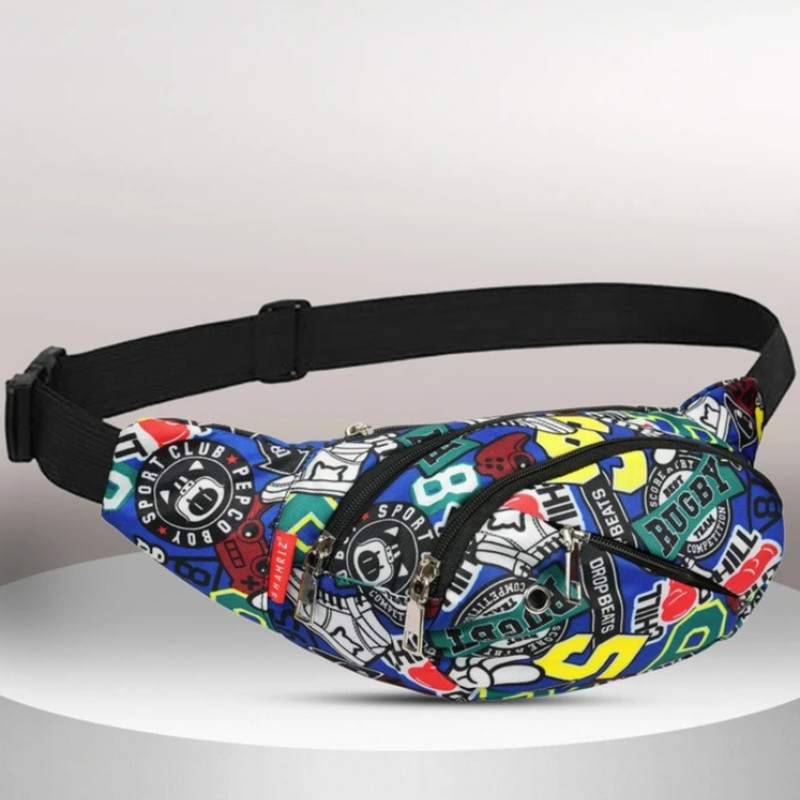 WaistWish versatile Daily carry waist bag Blue Daul zippers| blue Waist Bag(Black)
