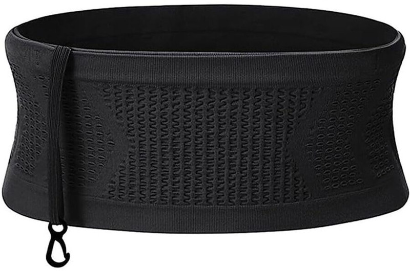 ELEPHANTBOAT Slim Running Belt Bag with Hook Elastic Open Waist Bag for Keep Phone Waist Bag(Black)