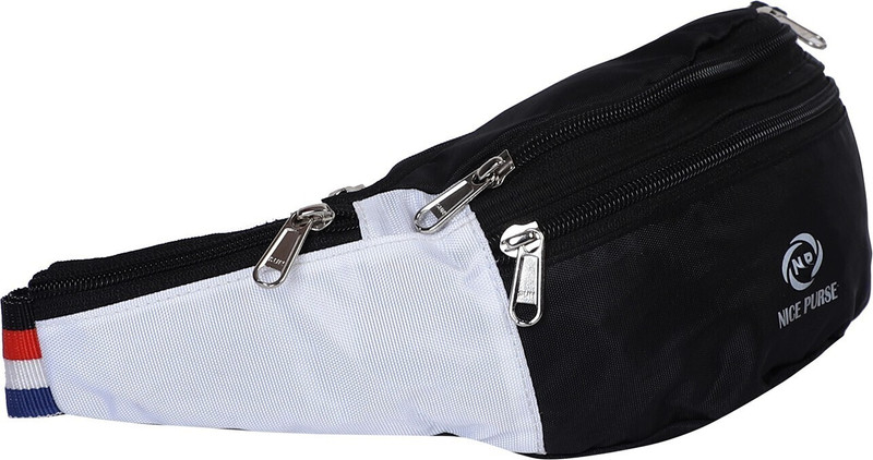 Nice Purse KAMAR POUCH BLK-WHT WAIST BAG(Black, White)