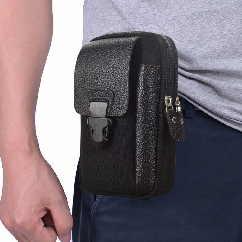 GOTEO Waist Bag Belt Pouch Mobile Phone Passport Holder Travel Camping Sports Running Waist Pouch for Men and Women(Black)
