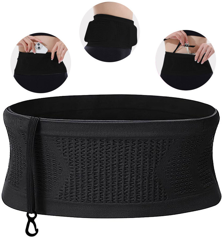 PALAY 360 ° Open Pocket Running Wait Bag Elastic Open Waist Bag for Keep Phone, Keys, Earbuds(Black)