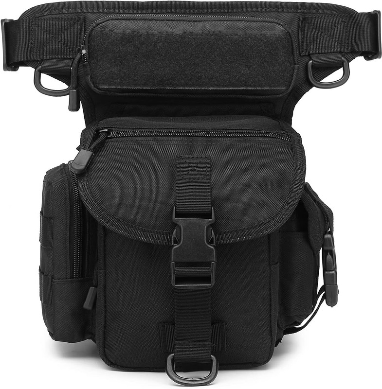 TCKW Tactical Drop Leg Multipurpose Utility Waist Bag - Heavy-Duty Military Style high Pack Cross Body, Strap to Leg Or Hip for Motorcycling, Outdoor, Hiking,(Green)