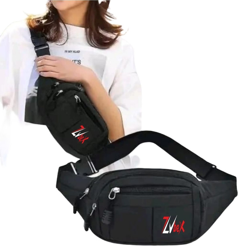 Zubex travel passport holder phone money holder Stylish Fanny Pouch Bag Belt Waist Bag(Black)