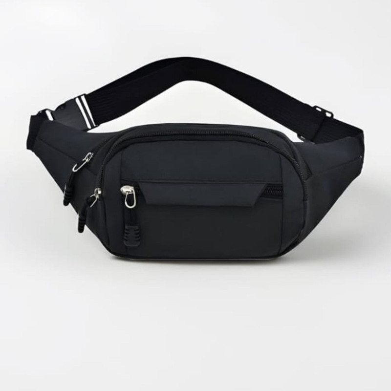 WaistWish Unisex Black Waist Bag with Multiple Zippers | Travel Fanny Pack Waist Bag(Black)