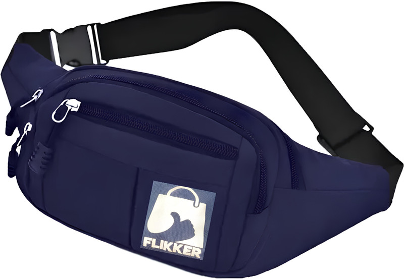 FLIKKER Polyester Side Bag for Men Waterproof Chest Bag Boys Small Belt Pouch Women Hip Unisex Waist Bag(Black, Blue)