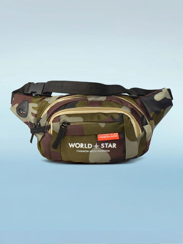 Worldstar fluffy army waist bag Fanny Pack for Travel Bags Hiking Trekking(Multicolor)