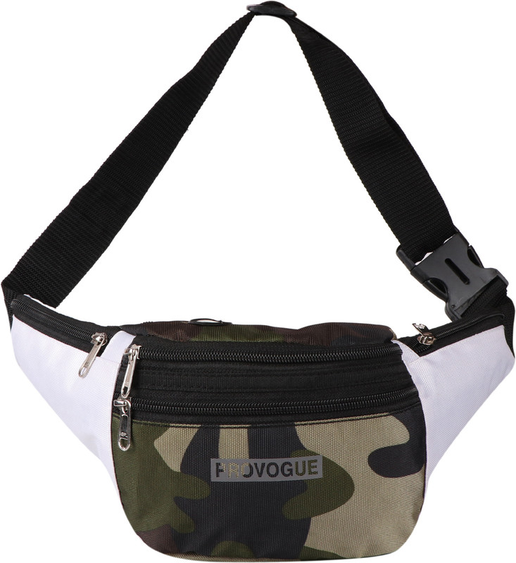 PROVOGUE Military Green/White Waist Bag,Chest Bag,Fanny Bag,Fanny Pack Waist bag/Chest bag/Fanny Bag(Multicolor, White)
