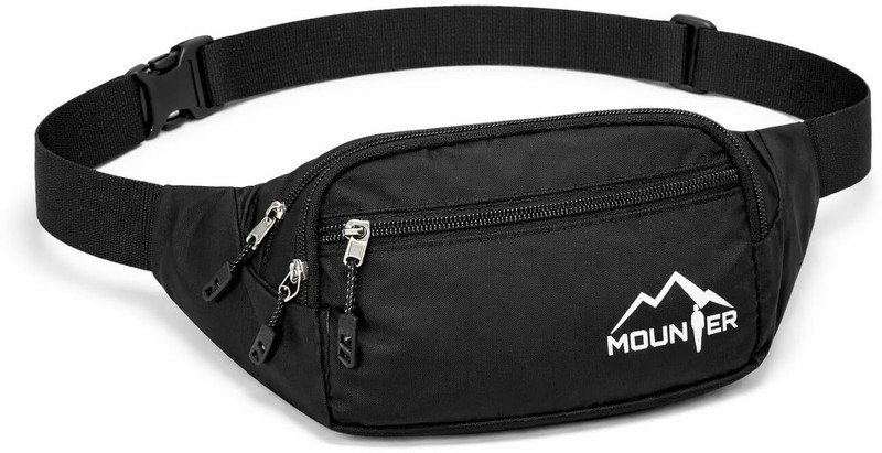 MOUNTER Anti Theft, Water Resistant, Lightweight, Adjustable Fanny Pack Waist Bag(Black)