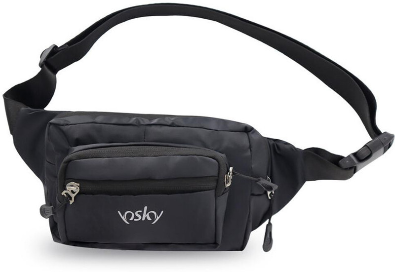 Vikans Fashion Polyester Waist Bag Pouch Fanny Pack with Adjustable Belt B01++ Waist Bag(Black)