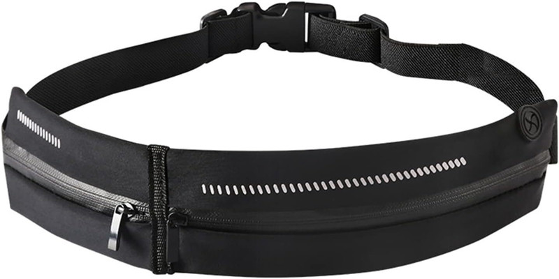 Zwerlin Running Waist Bag Large Capacity Belt Lightweight Adjustable Unisex Sports Running Waist Bag(Black)