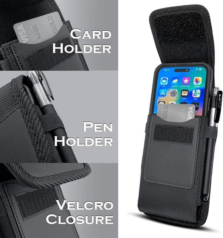 Jiyancreation Nylon Belt Clip Pouch with Card Holder Waist Pouch(Black)
