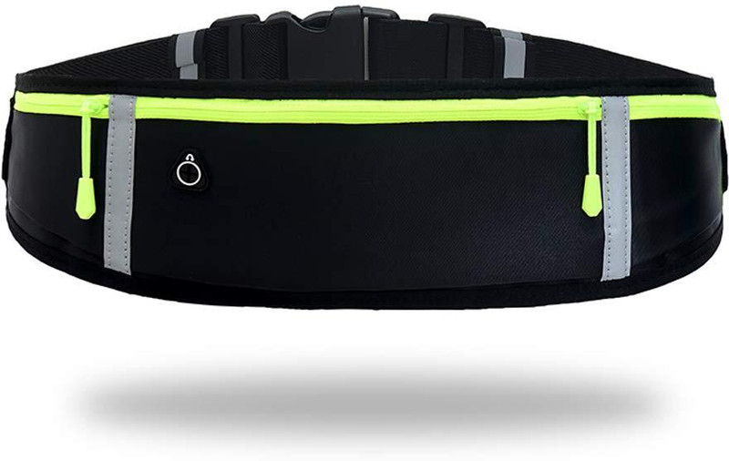 KRIJAM Running Belt Waterproof Adjustable Waist Pack with Mobile Holder RUNNING WAIST BAG(Black)