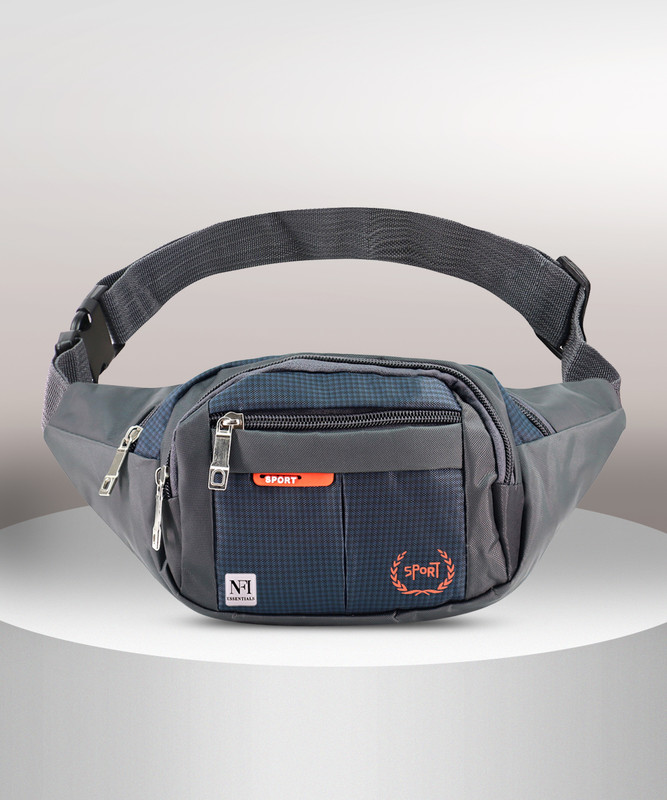 NFI essentials Fanny Pack Travel Handy Hiking Zip Camera Pouch Sport Waist Bag(Blue, Grey)