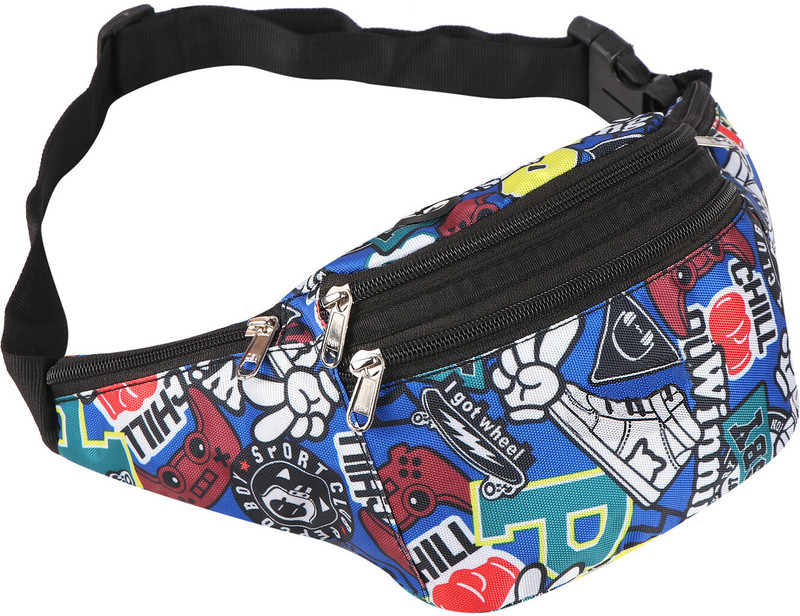 ROCKZONE WAIST-BAG-ALPHABET-ROYAL-BLUE-(5-ZIP) Waist bag(Multicolor)