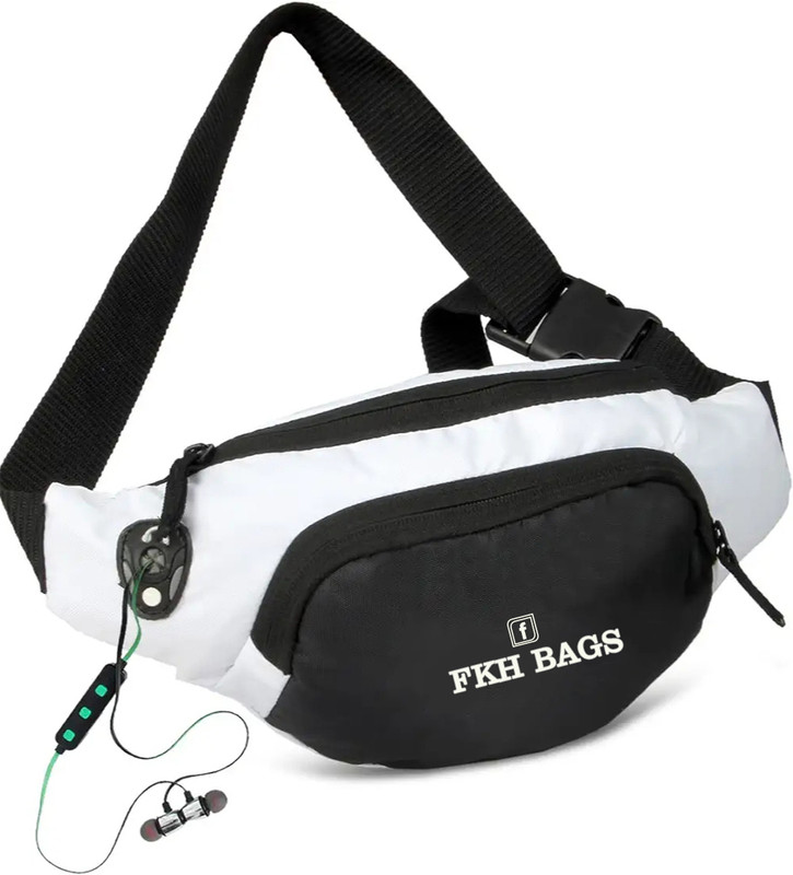 Worldstar fkh king royal black and white contrast waist bag_a Waist Bag(Black, White)