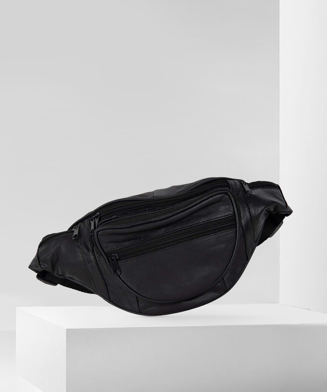 RS ENTERPRISES Multipurpose Bag Black Pure Leather Stylish Waist Pouch(Black) Waist Bag(Black)