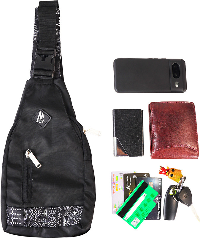 Mike Bags Wilder Cross Body Sling Bag - Black waist bag(Black)