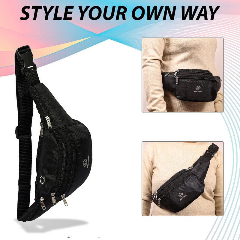 Nice Purse BLK WAIST BAG WAIST BAG(Black)