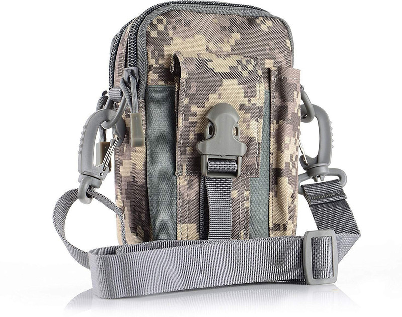 VAKRA Men Casual Durable Waist Pack Camo Waterproof Nylon Multifunction Waist Bags Military Bag Zipper Outdoor Phone Coin Bag (Army Print) waist bag(Brown)