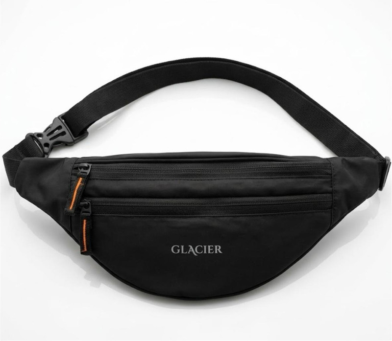 Glacier Waist Bag Stylish Sling Belt Bag with Multiple Zippers for Travel & Daily Use weist bag(Black)