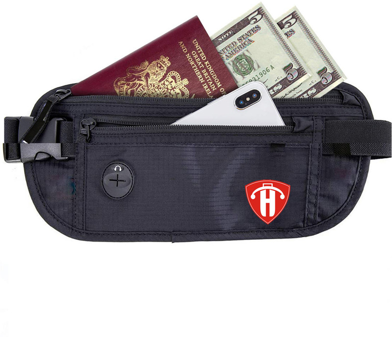 Hi Trend Waist Pack Travel Handy Hiking Zip Pouch Document Money Phone Sport Bag Bum Bag Slim Compact Waist Bag(Black)