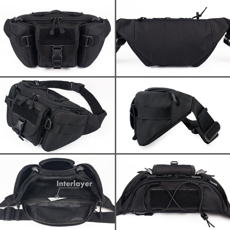 Dcrab waist bag Fanny Pack Travel Bags Trekking Bag Waist Bag Outdoor_AS16 waist bag Fanny Pack Travel Bags Trekking Bag Waist Bag Outdoor_AS16(Black)
