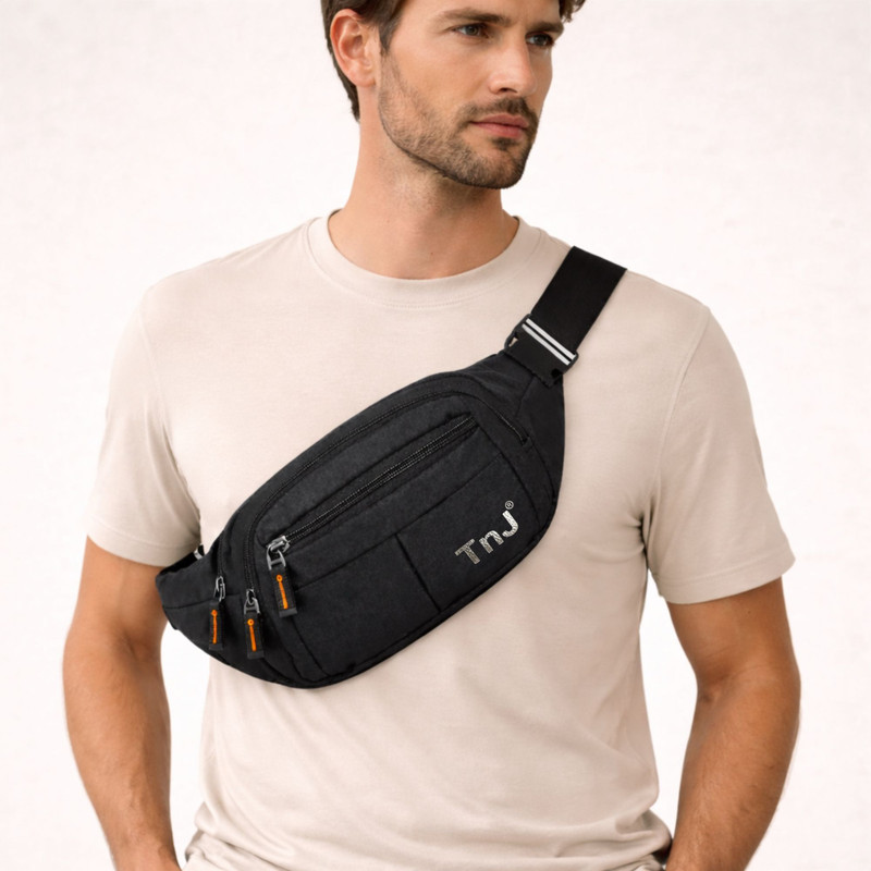 TNJ Travel Waist Bag for Men & Women | Waist Pouch | Adjustable Lightweight Belt Bag Daily Use(Black)