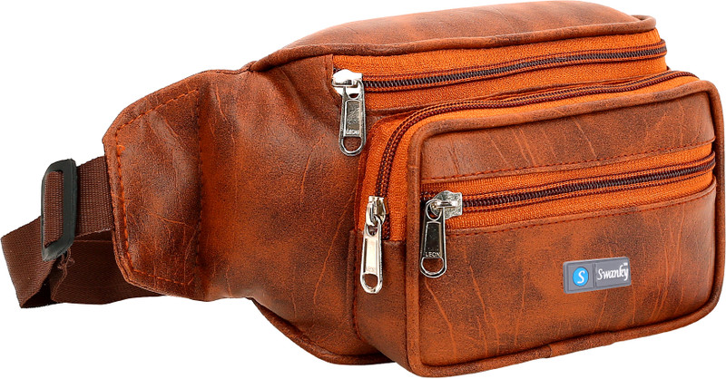 Swanky PU Leather Fanny Pack Tan Waist Bag Kamar Pouch West Bags Waist Bag(Tan)