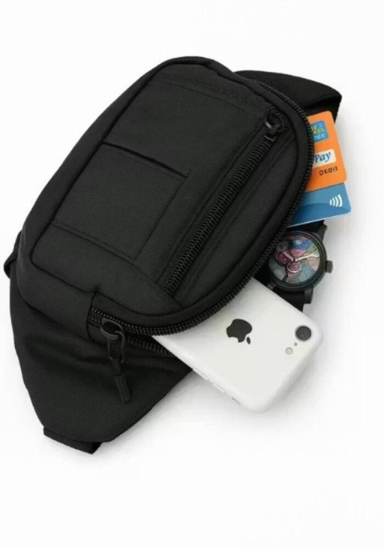 SKY DUCK Waist Bag for Men Side Sling Travel Waterproof Multi Pocket Pouch Bag Waist Bag(Black)