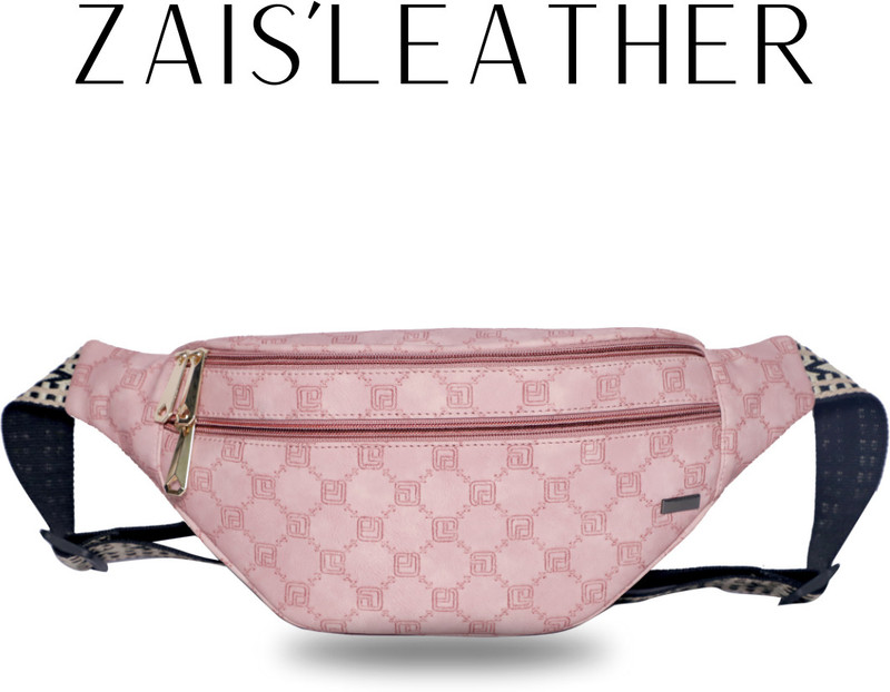 ZAISLEATHER WAIST BAG FANNY PACK TRAVEL BAG(Pink)