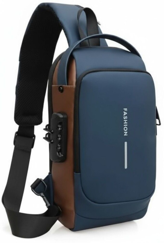 KMI Sling Bag for unisex with lock and USB charging facility anti theft Chest Bag(Black)