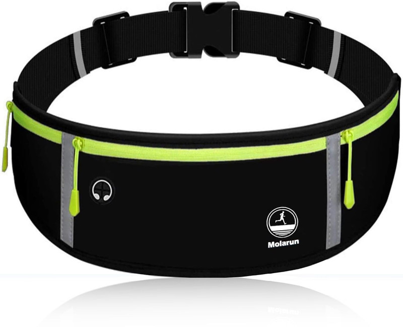 BIZTOS Running Belt Bag with Foldable Water Bottle Holder Fanny Pack Sports Waist Pack Running Belt Bag(Black)