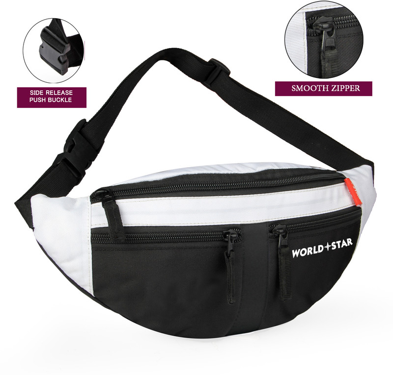 Worldstar Chest,Fanny Pouch, Belt Trekking Casual Sports Pockets Cycling Hiking Camping Waterproof Waist Bag Belt for Travelling Kit Sports Bum Bag Waist Pouch bag(Black, White)