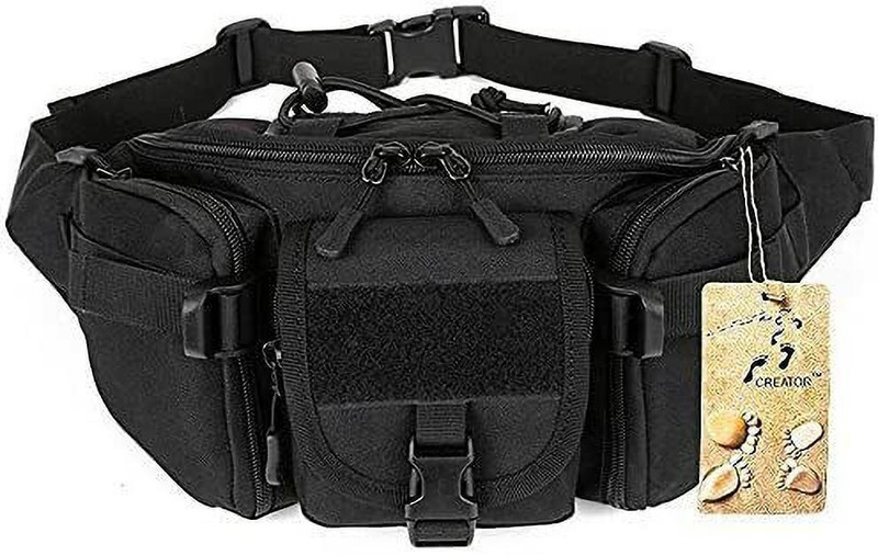 JTF Outdoor Tactical Military Pack Chest Bag Waist Bag 4 pouch zippar with belt BAG(Black)