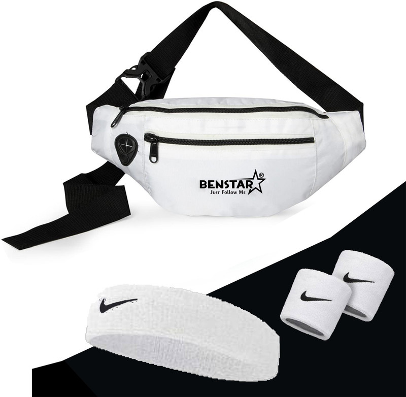 Benstar Waist Bag Elegant Travel Pouch BAG Adjustable Strap & key holder(White,H/W band) Waist Bag(White)