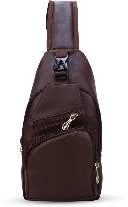 Pouchly Stylish Sling Bag – Multi-Pocket Crossbody for Office, College & Outdoor Use Waist Bag(Brown)