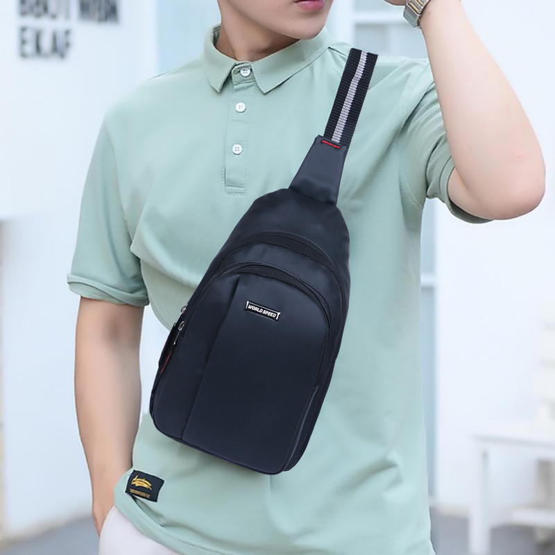 World Speed Shoulder Bag Travel/Passport Holder/ Adjustable /Waist Bag Trendy Cross Body Chest Bag for men and women Travel side crossbody Sports bag(Black)