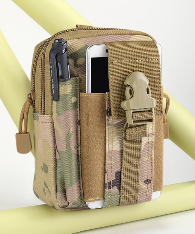 GOCART Multipurpose Tactical Universal Waist Bags Molle EDC Pouch with Outdoor Hook And Phone Holster for Hiking Climbing Camping Traveling Sports Mobile Pouch(Multicolor)