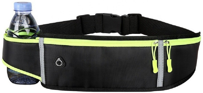 GOTEO Waist Bag Fanny Pack Travel Outdoor Pouch Hiking Zip Document Passport Holder Bottle Holder Money Phone Belt Sport Running Marathon Multi Purpose Waterproof Bag adjustable belt for Men and Women Waist Bag(Black)