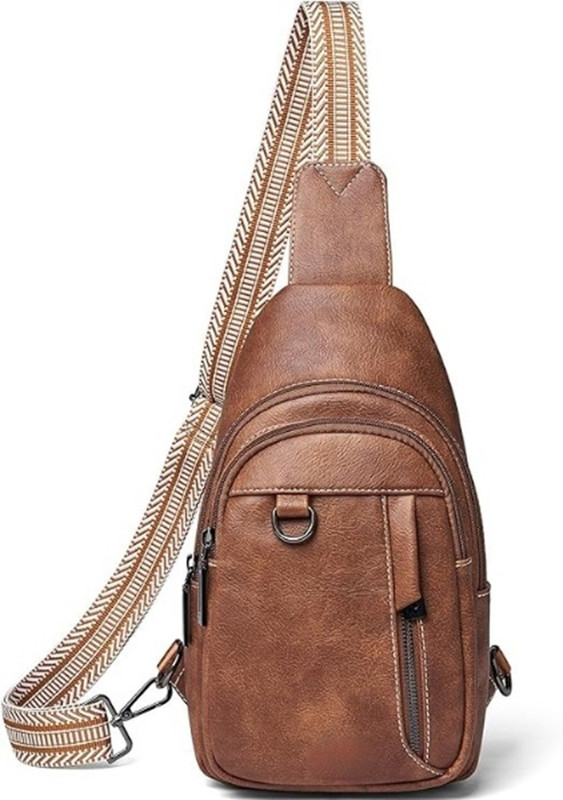Wriggle Women Men Leather Small Sling Backpack Daypack Anti Theft Fanny Pack Waist Packs(Brown)