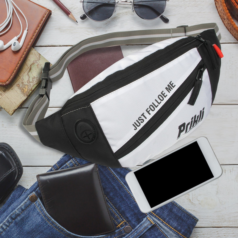 prikli Chest,Fanny Pouch,Belt Sport Bag Hiking,Trekking (Khaki) side bag bum bagfor Men & women waist bag Suitable for Travel(Black, White)