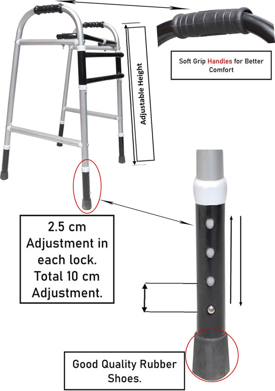 coredeal ADULT WALKER (SILVER BLACK ) Walking Stick