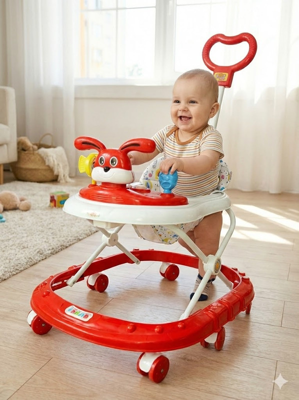 FUNRYDE Musical 3-in-1 Walker With Parent Rod(Multicolor)
