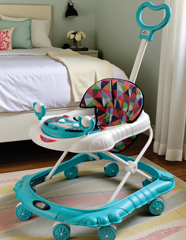 fun zilla Musical Activity Walker With Parent Rod(Green, White)